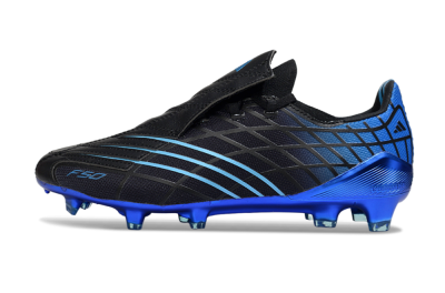 Men's Adidas F50 Pro FG Firm Ground Low-Tops Football Boots - Black/Electric Blue/Stealth Black