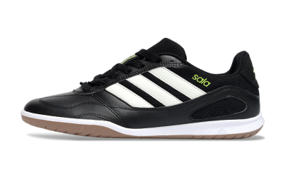Men's Adidas Top Sala IC Indoor & Futsal Low-Tops Football Shoes - Black/Lime Glow/Brown Suede