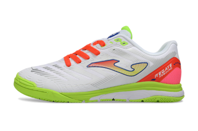 Men's Joma Top Flex IC Indoor & Futsal Low-Tops Football Shoes - White/Neon Green/Coral Red