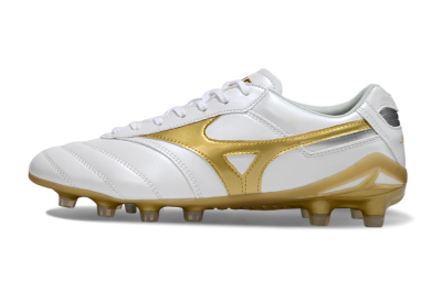 Men's Mizuno Morelia Neo 2 FG Firm Ground Low-Tops Football Boots - White/Golden Pearl/Classic White