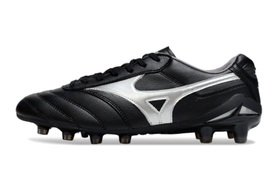 Men's Mizuno Morelia Neo 2 FG Firm Ground Low-Tops Football Boots - Black/Midnight Black/Silver Shine
