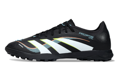 Men's Adidas Predator 25 Elite TF Artificial Turf Low-Tops Football Shoes - Black/Electric Yellow/Frosted Blue