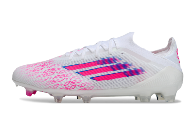 Unisex Adidas F50 Elite FG Firm Ground Low-Tops Football Boots - White/Vibrant Pink/Deep Blue
