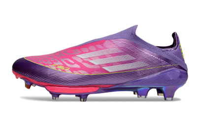 Men's Adidas F50+ Elite Lightstrike Pro Laceless FG Firm Ground Low-Tops Football Boots - Purple/Electric Pink/Neon Green
