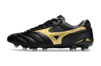 Men's Mizuno Morelia Neo 2 FG Firm Ground Low-Tops Football Boots - Black/Metallic Gold/Classic Black
