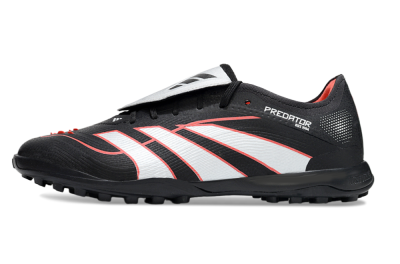 Men's Adidas Predator League Fold-Over Tongue TF Artificial Turf Low-Tops Football Shoes - Black/Bright Red/Sleek White