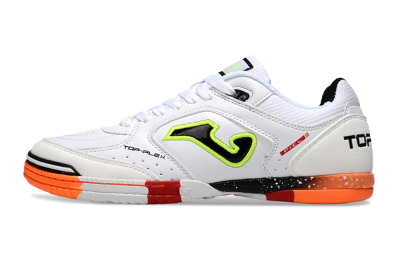 Men's Joma Top Flex IC Indoor & Futsal Low-Tops Football Shoes - White/Neon Green/Orange Blaze