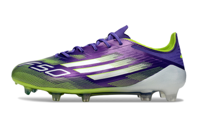Unisex Adidas F50 Elite FG Firm Ground Low-Tops Football Boots - Purple/Vivid Green/Neon Purple