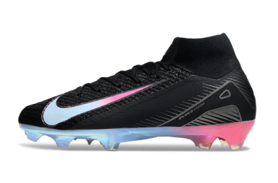 Unisex Nike Air Zoom Mercurial Superfly 10 Elite FG Firm Ground High-Tops Football Boots - Black/Iridescent Pink/Iridescent Blue