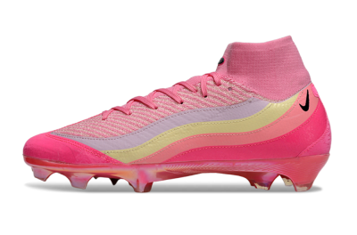 Unisex Nike Air Zoom Mercurial Superfly 10 Elite FG Firm Ground High-Tops Football Boots - Pink/Blazing Pink/Sunny Yellow