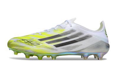 Men's Adidas F50 Elite FG Firm Ground Low-Tops Football Boots - White/Lime Glow/Neon Green