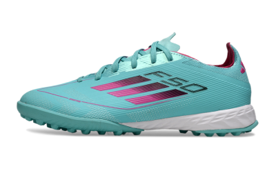 Men's Adidas F50 Pro TF Artificial Turf Low-Tops Football Shoes - Aqua/Soft Pink/Light Teal