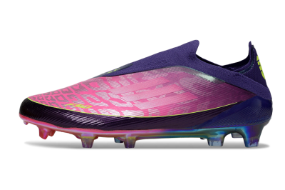 Unisex Adidas F50 Elite Laceless FG Firm Ground Low-Tops Football Boots - Purple/Electric Pink/Rainbow Gradient