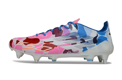 Men's Adidas F50 Elite SG Soft Ground Low-Tops Football Boots - Pink/Camo Blue/Camo Red