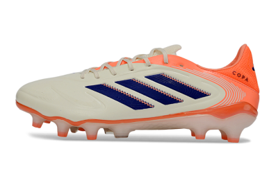Men's Adidas Copa Pure 3 FG Firm Ground Low-Tops Football Boots - White/Vibrant Orange/Navy Blue
