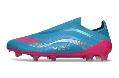 Unisex Messi x Adidas F50 Elite Laceless FG Firm Ground Low-Tops Football Boots - Blue/Electric Pink/Light Blue
