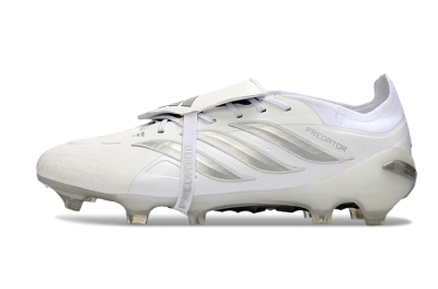 Men's Adidas Predator 26 Elite Fold-Over Tongue FG Firm Ground Low-Tops Football Boots - White/Silver Shadows/Crystal White