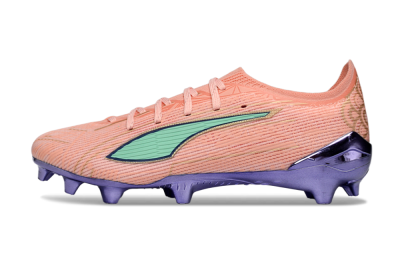 Men's Puma Ultra 5 Ultimate FG Firm Ground Low-Tops Football Boots - Pink/Mint Green/Metallic Purple