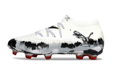 Men's Puma Future 8 Ultimate FG Firm Ground Low-Tops Football Boots - White/Crimson Black/Shadow Grey