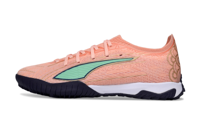 Men's Puma Ultra Ultimate TF Artificial Turf Low-Tops Football Shoes - Peach/Mint Green/Navy Blue