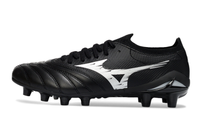 Men's Mizuno Morelia Neo 4 FG Firm Ground Low-Tops Football Boots - Black/Midnight Black/Sleek Silver