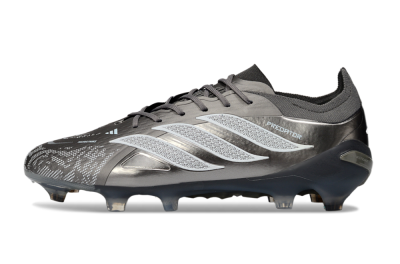 Men's Adidas Predator 26 Elite FG Firm Ground Low-Tops Football Boots - Gray/Graphite Silver/Charcoal