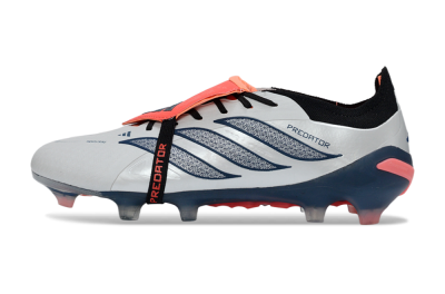 Men's Adidas Predator 26 Elite Fold-Over Tongue FG Firm Ground Low-Tops Football Boots - White/Midnight Blue/Flame Orange