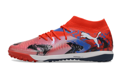 Men's Puma Future 8 Ultimate TF Artificial Turf Low-Tops Football Shoes - Red/Vibrant Red/Navy Blue