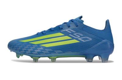 Men's Adidas F50 Elite FG Firm Ground Low-Tops Football Boots - Blue/Lime Green/Neon Yellow