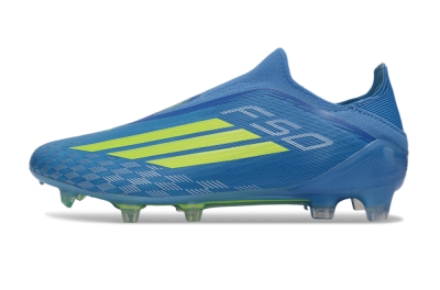 Men's Adidas F50 Elite Laceless FG Firm Ground Low-Tops Football Boots - Blue/Vibrant Blue/Electric Yellow