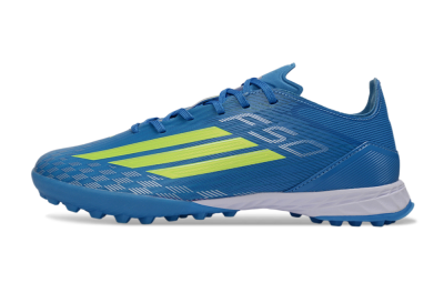 Men's Adidas F50 Pro TF Artificial Turf Low-Tops Football Shoes - Blue/Electric Blue/Neon Yellow