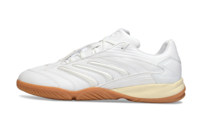 Men's Adidas Predator Precision IC Indoor & Futsal Low-Tops Football Shoes - White/Cream Beige/Gum Brown
