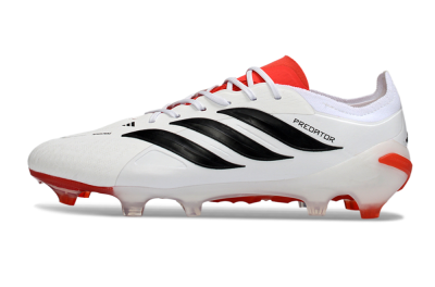 Men's Adidas Predator 26 Elite FG Firm Ground Low-Tops Football Boots - White/Vibrant Red/Black