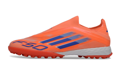 Unisex Adidas F50 Elite Laceless TF Artificial Turf Low-Tops Football Shoes - Peach/Coral Burst/Deep Ocean