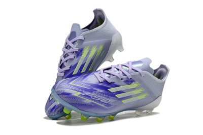 Kids Adidas F50 Elite AG Artificial Grass Low-Tops Football Boots - Purple/Lime Green/Light Blue