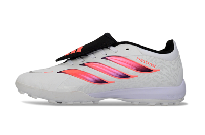 Men's Adidas Predator 26 Elite Fold-Over Tongue TF Artificial Turf Low-Tops Football Shoes - White/Neon Orange/Fuchsia Pink