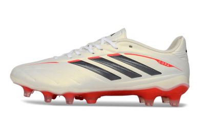 Men's Adidas Copa Pure 2 FG Firm Ground Low-Tops Football Boots - White/Crimson Red/Jet Black