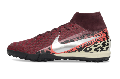 Unisex Nike Air Zoom Mercurial Superfly 10 Elite TF Artificial Turf High-Tops Football Shoes - Red/Berry Red/Black Leopard