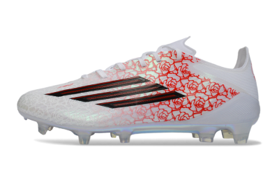 Unisex Adidas F50 Elite FG Firm Ground Low-Tops Football Boots - White/Crimson Rose/Iridescent Sparkle