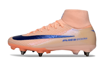 Men's Nike Air Zoom Mercurial Superfly 10 Elite SG Soft Ground High-Tops Football Boots - Peach/Coral Blast/Deep Blue