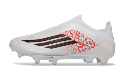 Unisex Adidas F50+ Elite Lightstrike Pro Laceless FG Firm Ground Low-Tops Football Boots - White/Crimson Red/Black