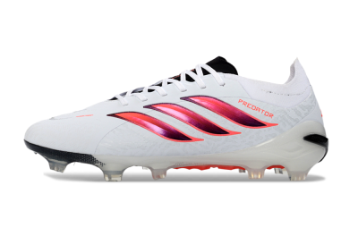 Men's Adidas Predator 26 Elite FG Firm Ground Low-Tops Football Boots - White/Vibrant Red/Black