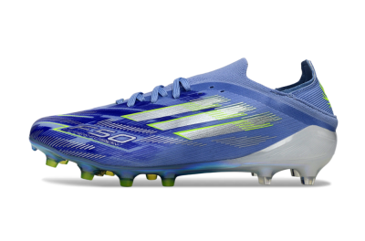 Men's Adidas F50 Elite FG Firm Ground Low-Tops Football Boots - Blue/Electric Green/Silver