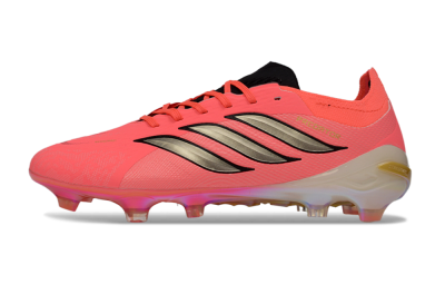 Men's Adidas Predator 26 Elite FG Firm Ground Low-Tops Football Boots - Pink/Neon Pink/Golden Accents