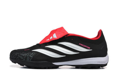 Men's Adidas Predator 26 Elite Fold-Over Tongue TF Artificial Turf Low-Tops Football Shoes - Black/Electric Pink/White