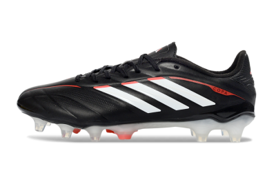 Men's Adidas Copa Pure 3 FG Firm Ground Low-Tops Football Boots - Black/Vibrant Red/Frosted White