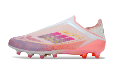 Men's Adidas F50 304 Elite Laceless AG Artificial Grass Low-Tops Football Boots - Pink/Coral Pink/Soft Lilac