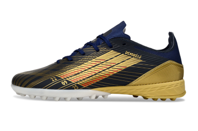 Unisex Adidas F50 Pro TF Artificial Turf Low-Tops Football Shoes - Navy/Metallic Gold/Dark Red