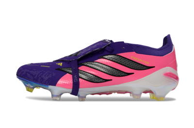 Unisex Adidas Predator 26 Elite Fold-Over Tongue FG Firm Ground Low-Tops Football Boots - Purple/Neon Pink/Black
