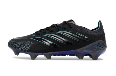 Men's Adidas Predator 26 Elite FG Firm Ground Low-Tops Football Boots - Black/Teal Burst/Iridescent Blue